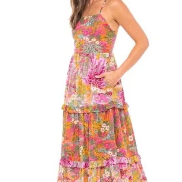 Banjanan Hazel Midi Dress in Loki’s Garden Caramel and Lilac NWOT XXL - Picture 6 of 7